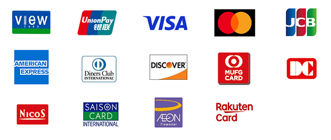 VIEW CARD UnionPay Visa Mastercard JCB American Express Diners Club Discover MUFGCARD DC NICOS SAISON CARD AEON Financial Rakuten Card
