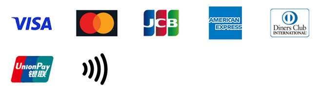 Visa Mastercard JCB American Express Diners Club UnionPay